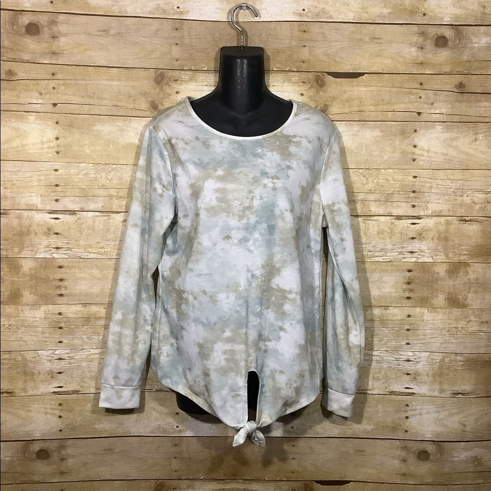 Women's long sleeve tie dye top knot shirt
